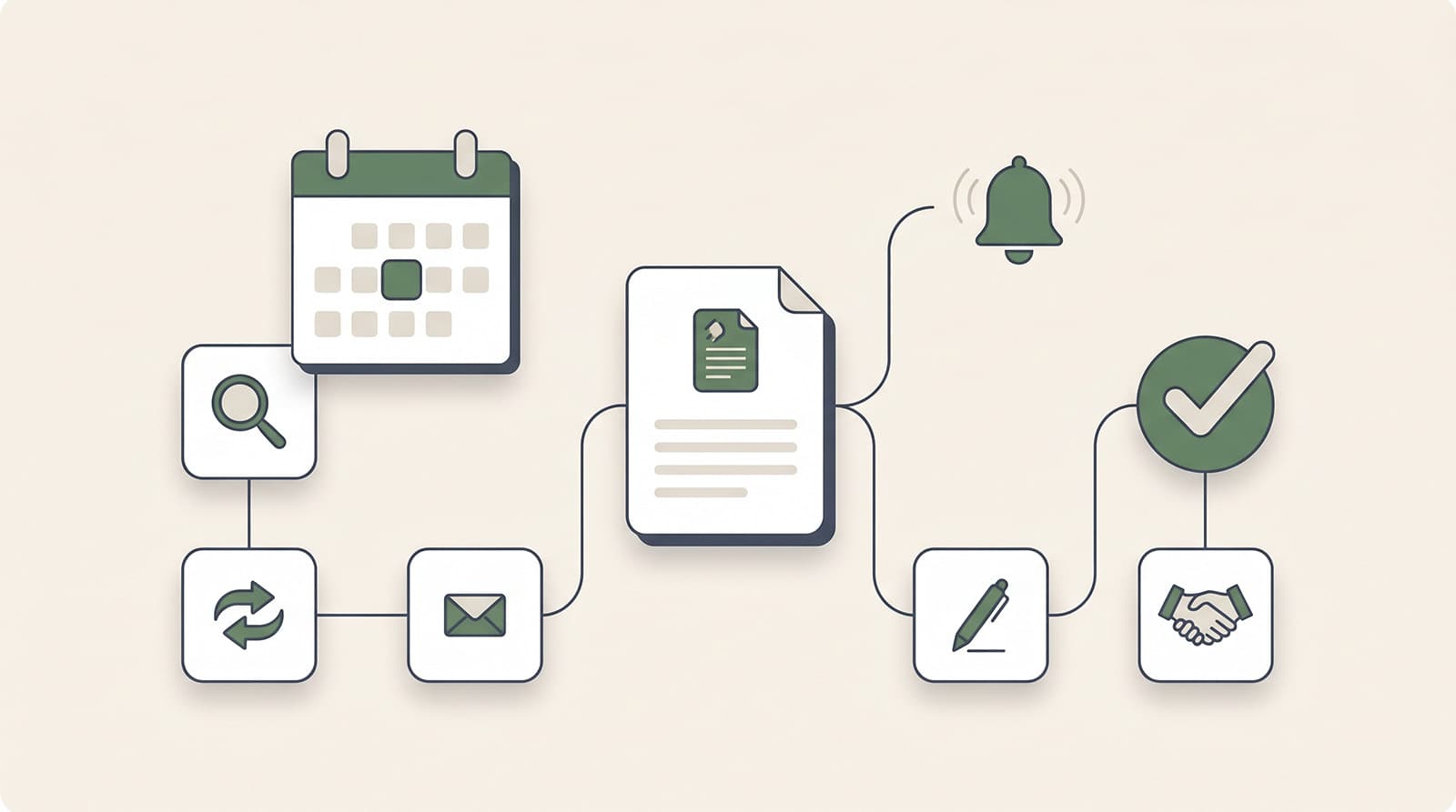 Illustration of a structured contract renewal tracking system